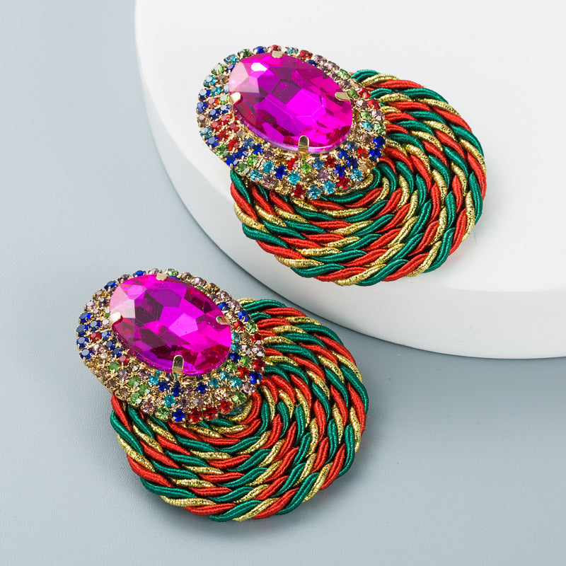 Dazzling Divinity: European and American Colored Diamond Glass Earrings