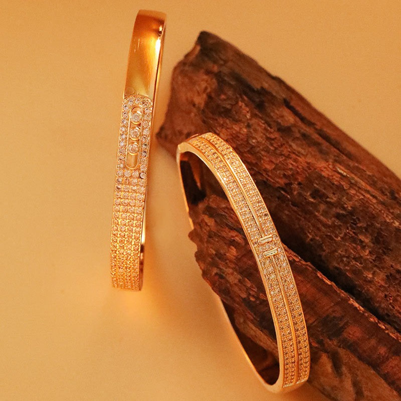 Eternal Simplicity: Copper Micro Inlaid Plated Genuine Gold Zirconium Bracelet