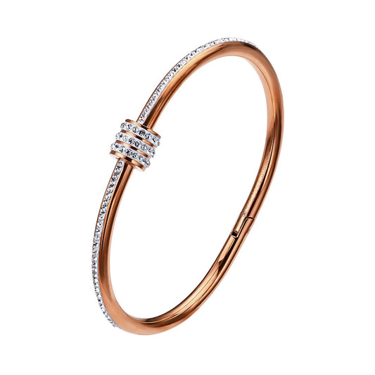 Luxurious Brilliance: 18K Gold Plated Full Diamond Titanium Steel Bracelet