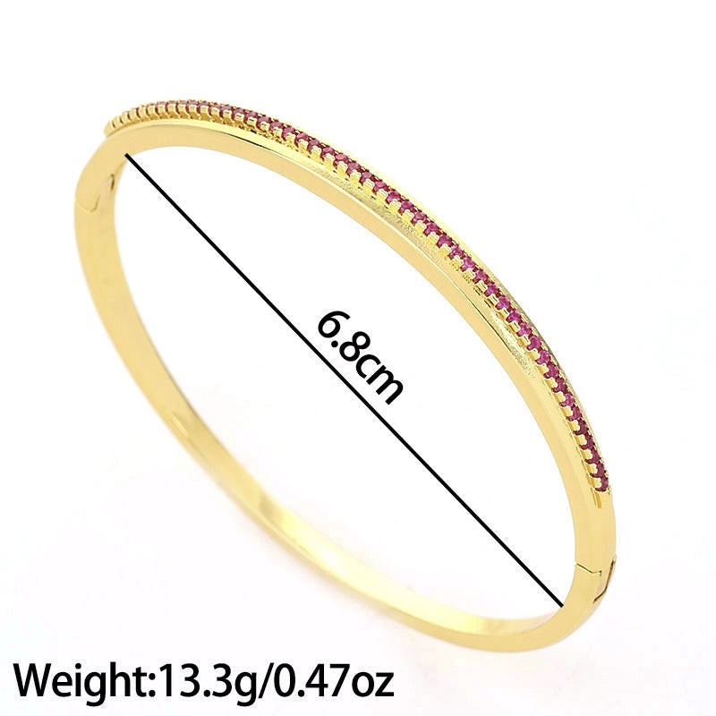Eternal Radiance: Copper Plated 14K True Gold Bracelet Set with Zircon
