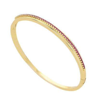 Eternal Radiance: Copper Plated 14K True Gold Bracelet Set with Zircon