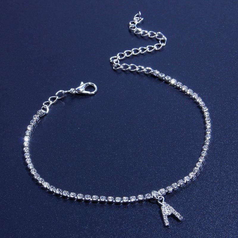 Alloy Anklet Featuring 26 Capital English Alphabet Charms