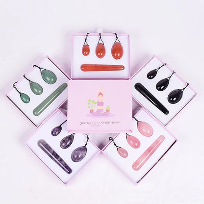 Yoni Wand & Egg Set 4PC Box- Natural Jade Kegel Exerciser Massage Tool